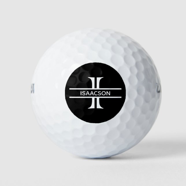 Monogramm Name Personalisierter Buchstabe I Schwar Golfball (Vorderseite)