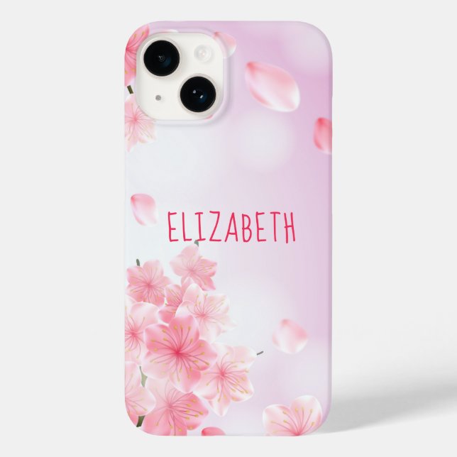 Monogramm Name Pink Floral Feminine Hübsch Case-Mate iPhone Hülle (Rückseite)