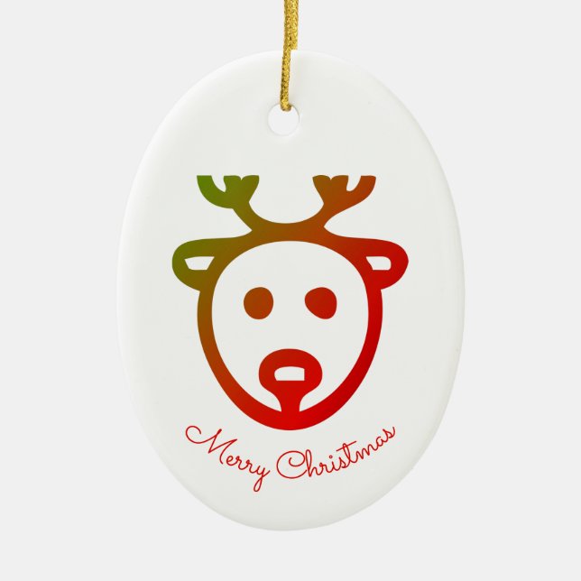 Monogramm Name Reindeer Symbol Frohe Weihnachten Keramik Ornament (Vorne)