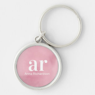 Monogramm Name Rosa Aquarell Elegant Minimalistisc Schlüsselanhänger