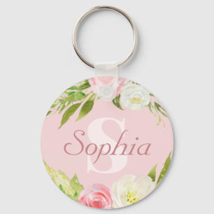 Monogramm Name Rosa Farbe Schlüsselanhänger