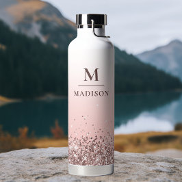 Monogramm Name Rosa Glitzer Stilvoll Mit Monogramm Trinkflasche