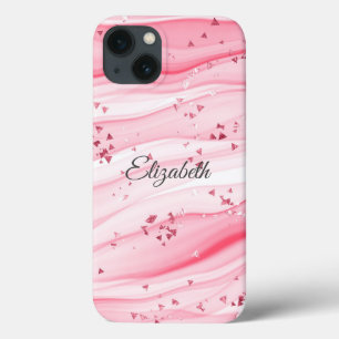 Monogramm Name Rosa Wirbel Marmor Glitzer Trend Case-Mate iPhone Hülle