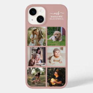 Monogramm Name Rose Gold 6 FotoCollage Case-Mate iPhone 14 Hülle
