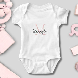 Monogramm Name Rosé Schrift  Baby Strampler