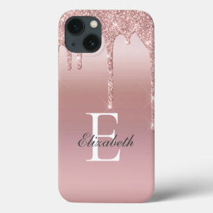 Monogramm Name Roségold Glitter Blush Rosa  Case-Mate iPhone Hülle