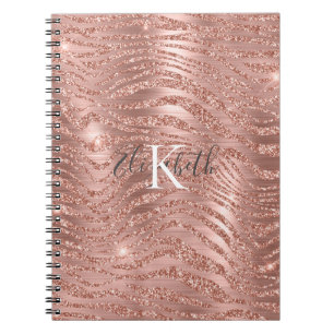 Monogramm Name Roségold Glitter Tierprint Notizblock