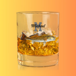 Monogramm Name Rotbarsch Fischen Männer Sport im F Whiskyglas