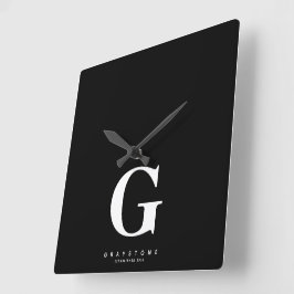 Monogramm Name schwarz Quadratische Wanduhr