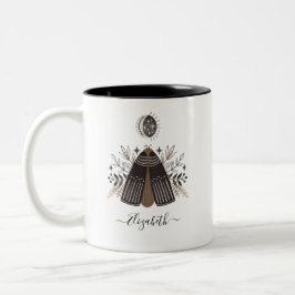 Monogramm Name Schwarz-weiß Butterfly Zweifarbige Tasse