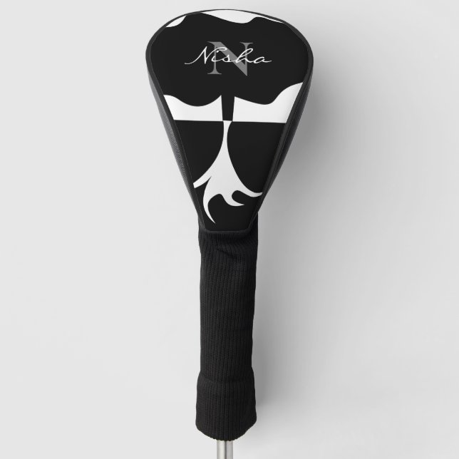 Monogramm-Name Schwarz/Weiß Golf Headcover (Vorderseite)