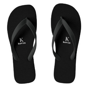 Monogramm-Name Schwarz-Weiß modern Flip Flops