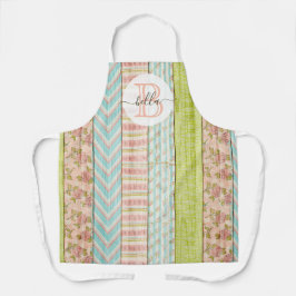 Monogramm Name Shabby-Rose auf rustikale Hütte Schürze