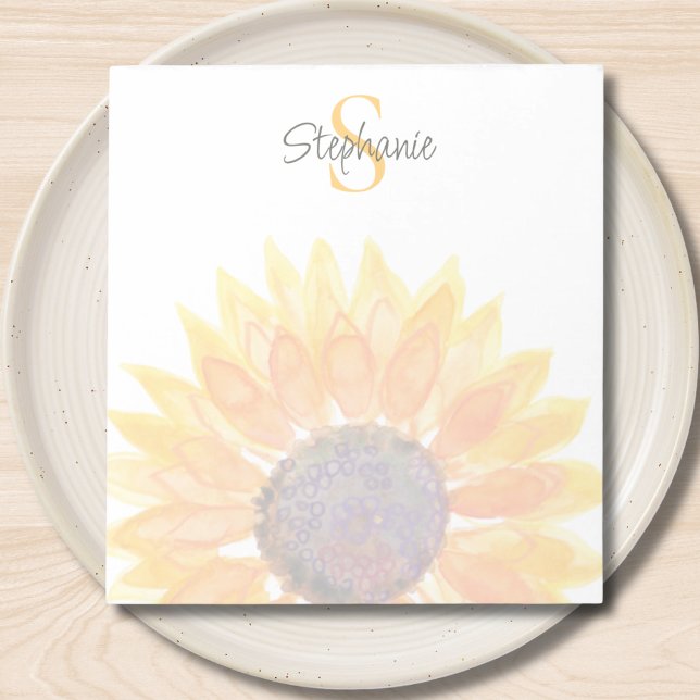 Monogramm Name Sonnenblume  Notizblock (Von Creator hochgeladen)