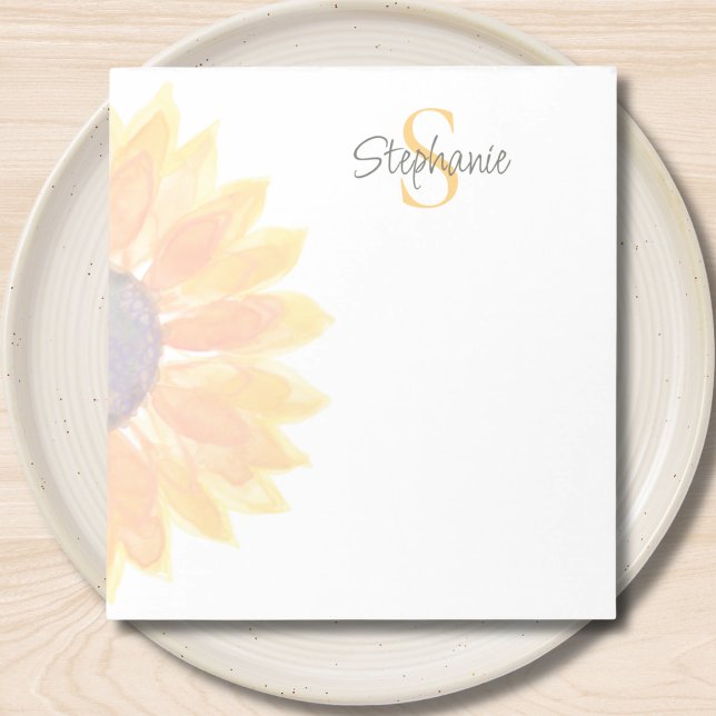 Monogramm Name Sonnenblume Notizblock (Von Creator hochgeladen)