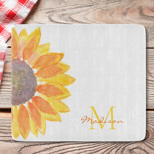 Monogramm Name Sonnenblume Schneidebrett