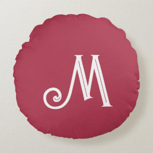 Monogramm Name Tiefrosa Rundes Kissen