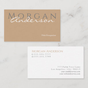 Monogramm Name Titel & Info, Beigegrau Weiß Visitenkarte