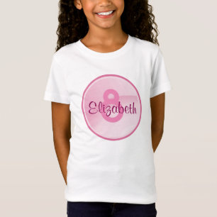 Monogramm - Name und Alter auf einem rosa Kreis T-Shirt