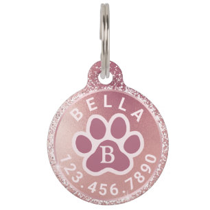 Monogramm Name und Telefon Rose Gold Round Pet T Haustiermarke