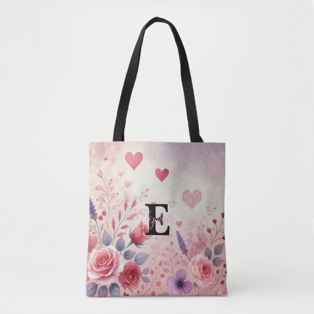 Monogramm Name Valentinherzen Blütenfarbe (Vorderseite)