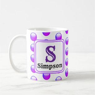 Monogramm Name Vibrant Lila Polka Dot Initial Kaffeetasse