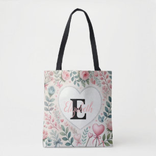 Monogramm Name Vintage Herzen Blumenaquarine