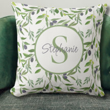 Monogramm-Name-Wasserfarbe-Olivenmuster