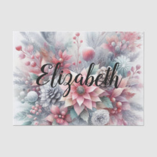 Monogramm Name Weihnachten Blumenpastellfarbe Seidenpapier