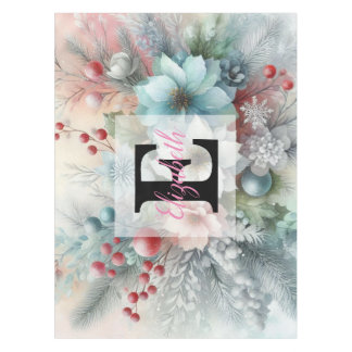 Monogramm Name Weihnachten Blumenpastellfarbe Tischdecke