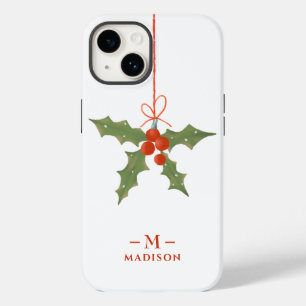 Monogramm Name Weihnachten Stechpalme Winter Flora Case-Mate iPhone 14 Hülle