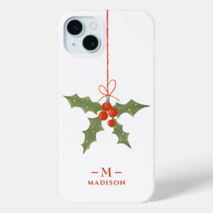 Monogramm Name Weihnachten Stechpalme Winter Flora Case-Mate iPhone Hülle