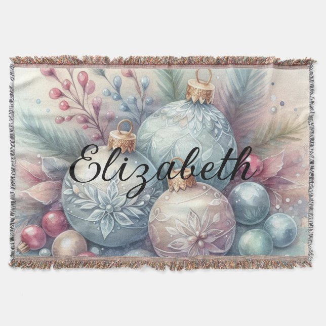 Monogramm Name Weihnachtsbaumschmuck Aquarell Decke (Vorderseite)