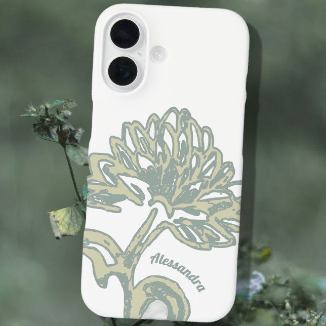 Monogramm Name White Sage Floral Minimaler botanis Case-Mate iPhone Hülle (Von Creator hochgeladen)