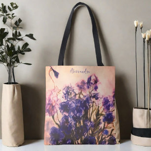 Monogramm-Name Wildblume blaue florale Vintage