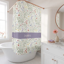 Monogramm Name Wildblume Boho Lavendel Mohnblumen