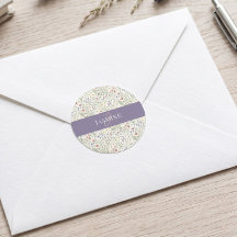 Monogramm Name Wildblume Boho Lavendel Mohnblumen