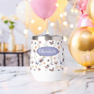Monogramm Name Wildblumen Lila Aquarell