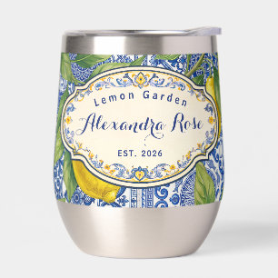 Monogramm Name Zitronen Blau Französisches Landfli