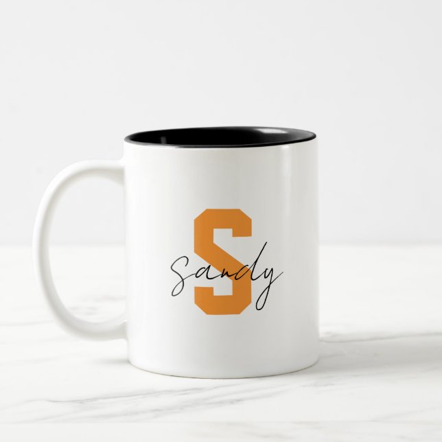 Monogramm-Name  Zweifarbige Tasse (Links)