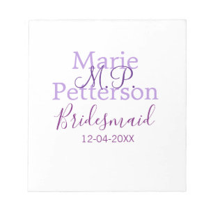 Monogramm Namen Buchstaben Brautjungfer Hochzeit J Notizblock