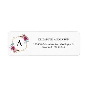 Monogramm-Namen für Burgundy-Floral Geometrische 