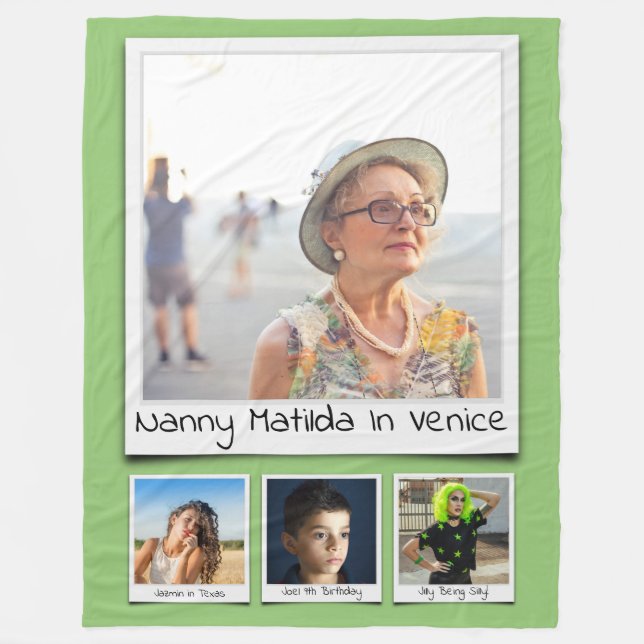 Monogramm-Namen Pistachio Green Large Fleecedecke (Vorderseite)