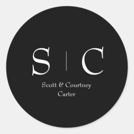 Monogramm-Namensaufkleber - Dekor für die Hochzeit Runder Aufkleber