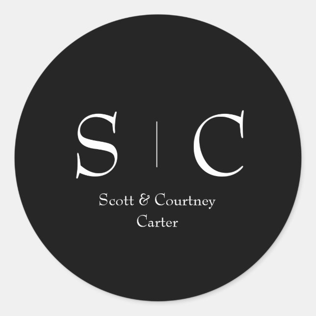 Monogramm-Namensaufkleber - Dekor für die Hochzeit Runder Aufkleber (Vorderseite)