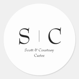 Monogramm-Namensaufkleber - Dekor für die Hochzeit Runder Aufkleber