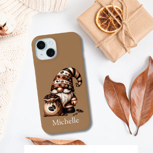 Monogramm Namensinitialen Kaffee Gnom Braun Weiß Case-Mate iPhone Hülle