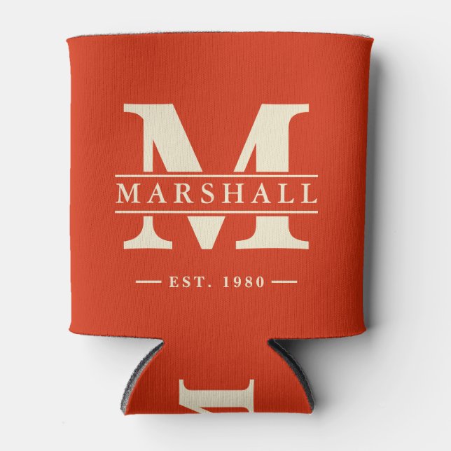 Monogramm & Namensüberlagerung Blutorange Dosenkühler (Vorderseite)