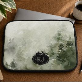 Monogramm-Natur-Stempel | Benutzerdefinierter Name Laptopschutzhülle