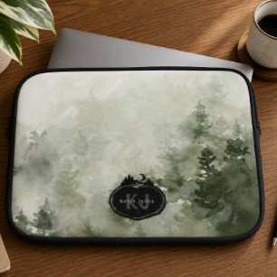 Monogramm-Natur-Stempel Benutzerdefinierter Name Laptopschutzhülle